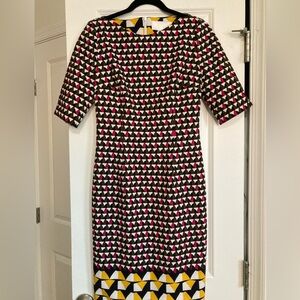 Hugo Boss Black and Pink Geometric Long Sleeve Dress